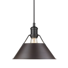 Golden 3306-M BLK-RBZ - Yep by Golden Lighting Orwell 1-light 10in Pendant in Matte Black and Rubbed Bronze shade